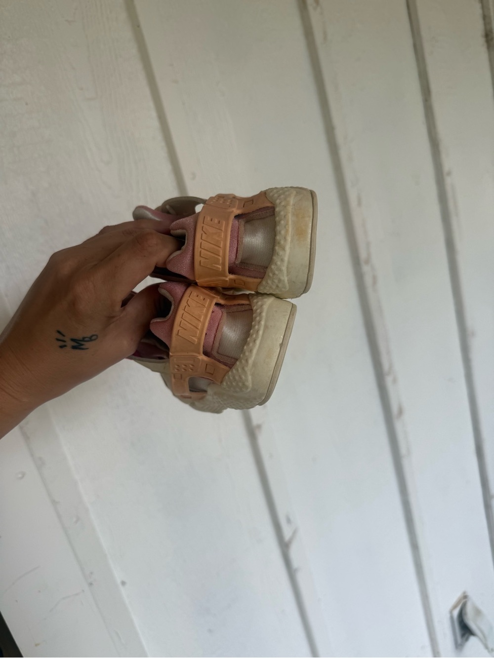 Nike Kids Pink and Cream Velcro Sneakers - Picture 4 of 5